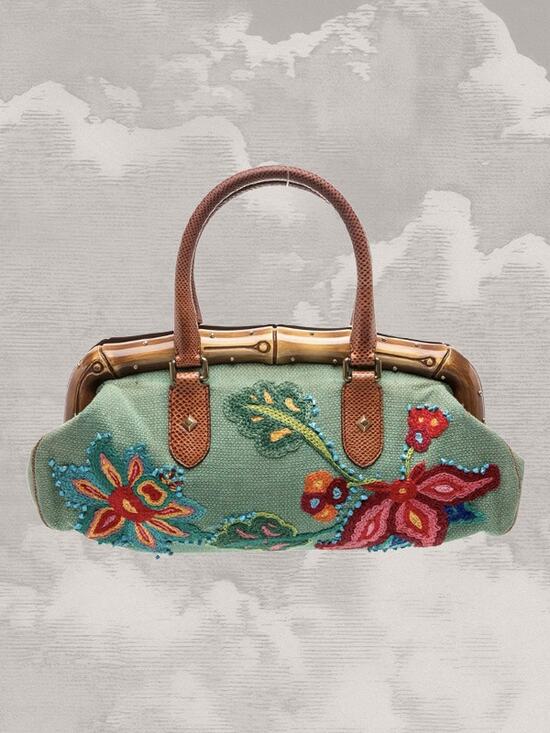 Gucci Handbags - GUCCI Tom Ford 2004 Archival Limited Edition Vintage Embroidered Bamboo Bag